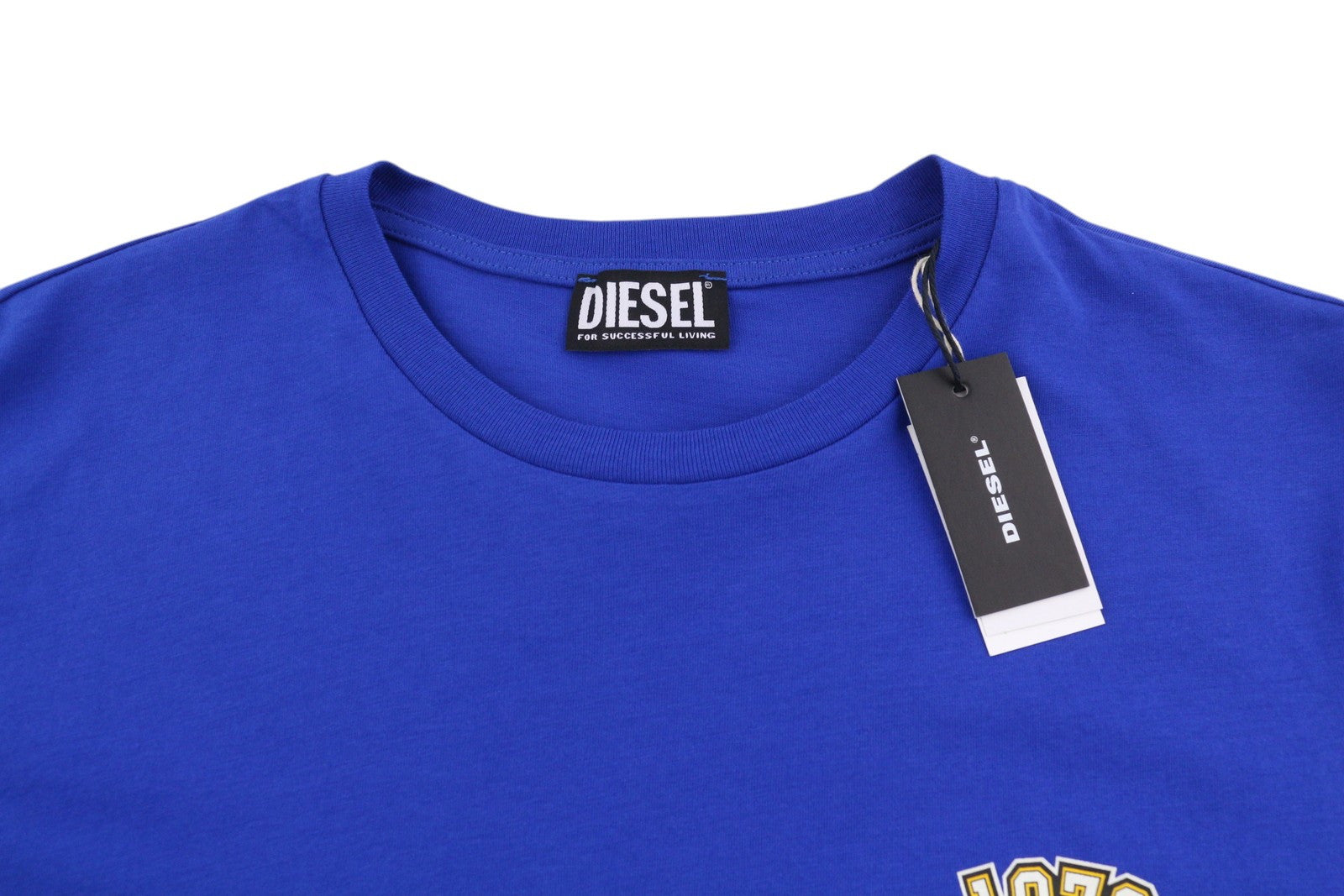 DIESEL T-Diegos-LS-K27 Men T-Shirt M Mid Blue Pullover Crew Neck Logo Cotton