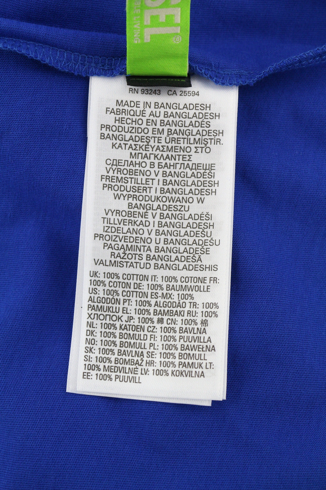 DIESEL T-Diegos-LS-K27 Men T-Shirt M Mid Blue Pullover Crew Neck Logo Cotton