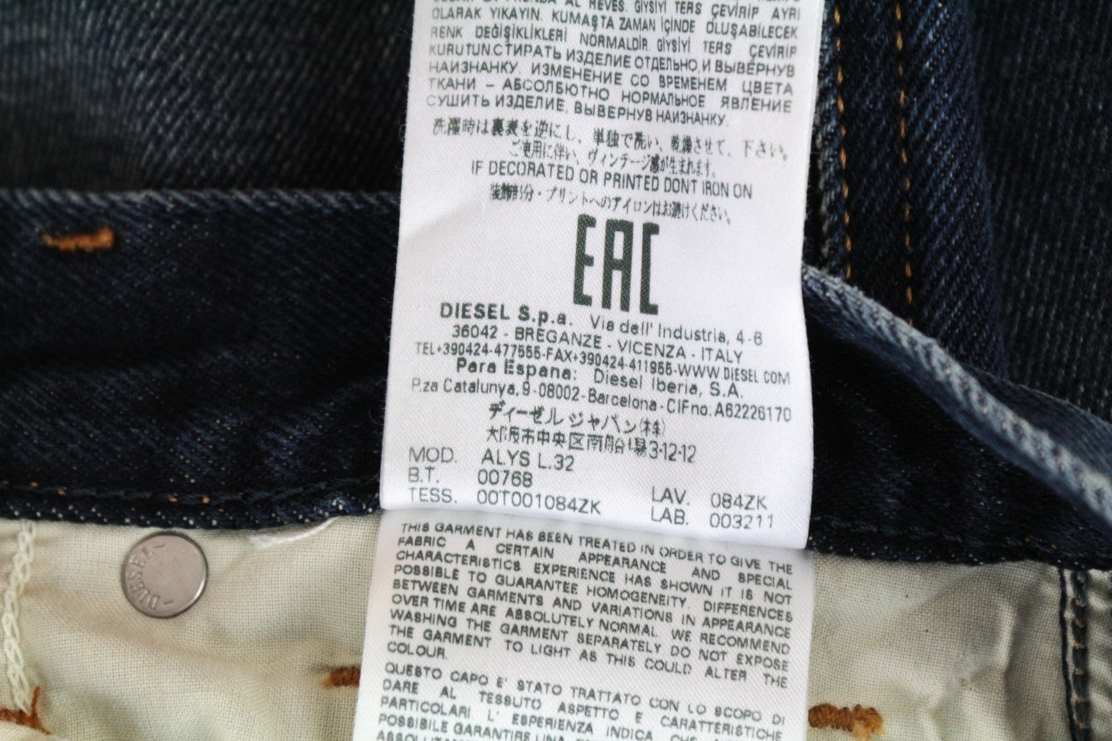 DIESEL Alys 084ZK Jeans W24/L32 Women Blue Washed Cotton Straight Fit