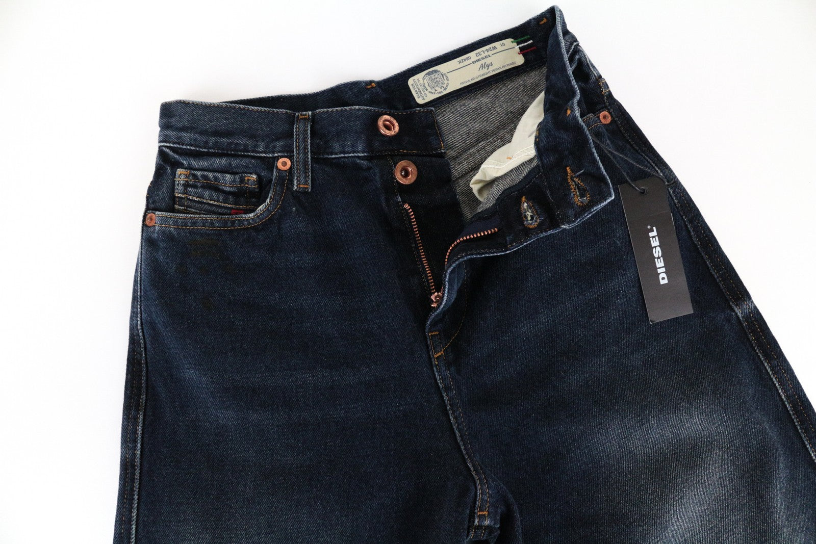 DIESEL Alys 084ZK Jeans W24/L32 Women Blue Washed Cotton Straight Fit