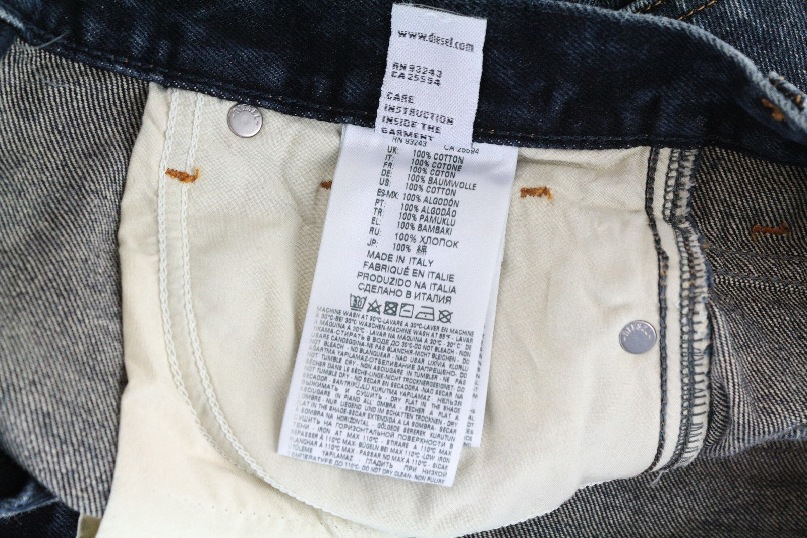 DIESEL Alys 084ZK W25/L30 Straight Jeans Blue Washed Cotton Women's