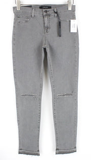 J BRAND Skinny Jeans Grey W27 Cotton Stretch Women's Ripped Knee Style