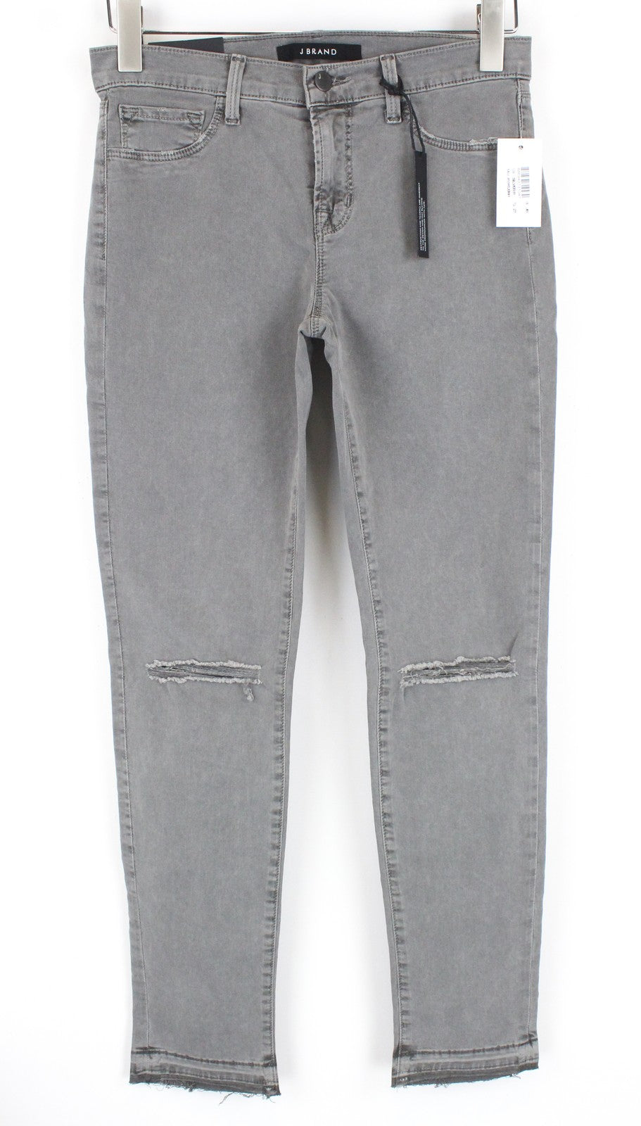 J BRAND Skinny Jeans Grey W27 Cotton Stretch Women's Ripped Knee Style