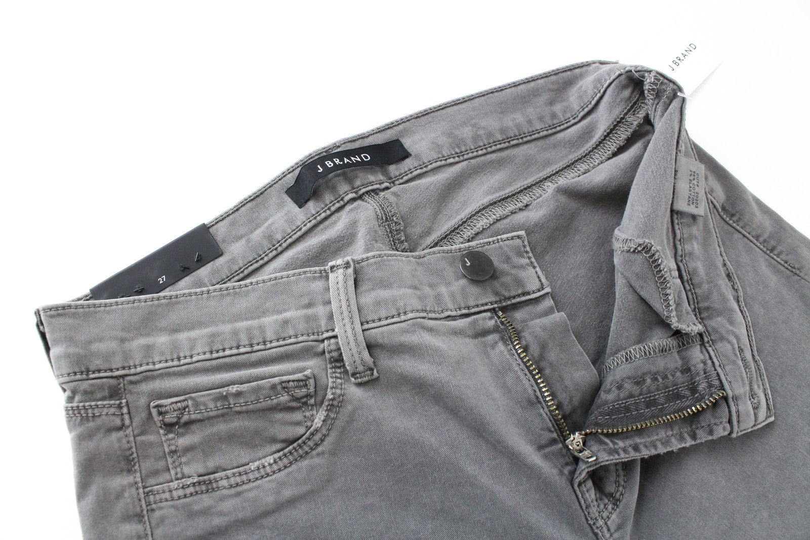 J BRAND Skinny Jeans Grey W27 Cotton Stretch Women's Ripped Knee Style