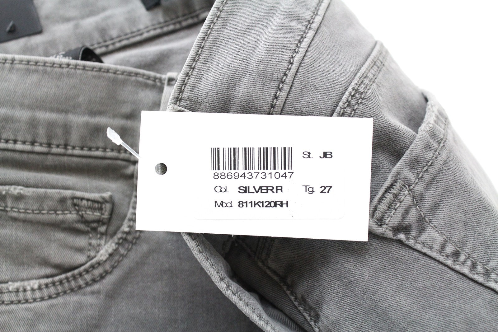 J BRAND Skinny Jeans Grey W27 Cotton Stretch Women's Ripped Knee Style