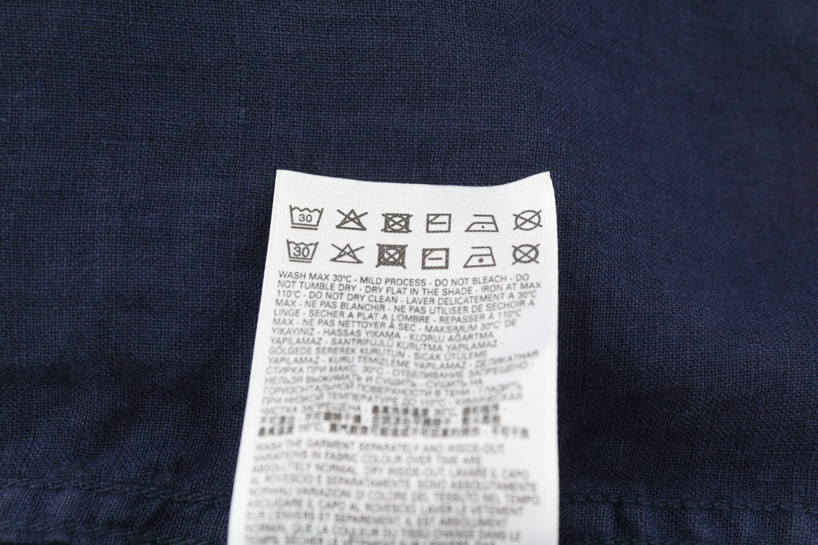 DIESEL S-East-Long-Lin Men Shirt XL Western Linen RRP€175 Spread Neck Dark Blue