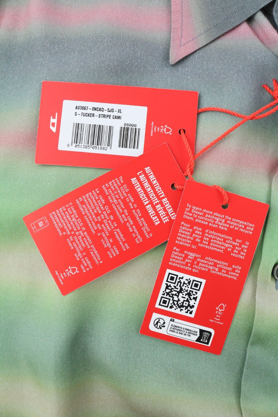 DIESEL S-Tucker-Stripe Men Shirt XL Casual Patterned RRP€150 Spread Collar