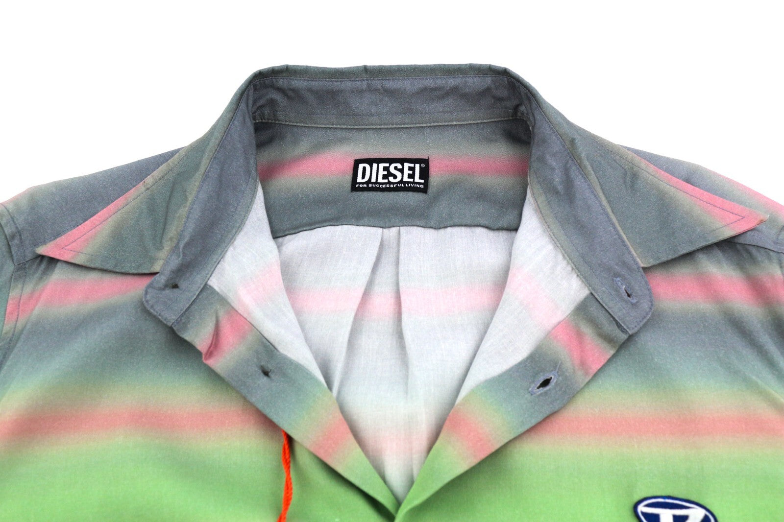 DIESEL S-Tucker-Stripe Men Shirt L Patterned Buttoned Spread Collar RRP€150