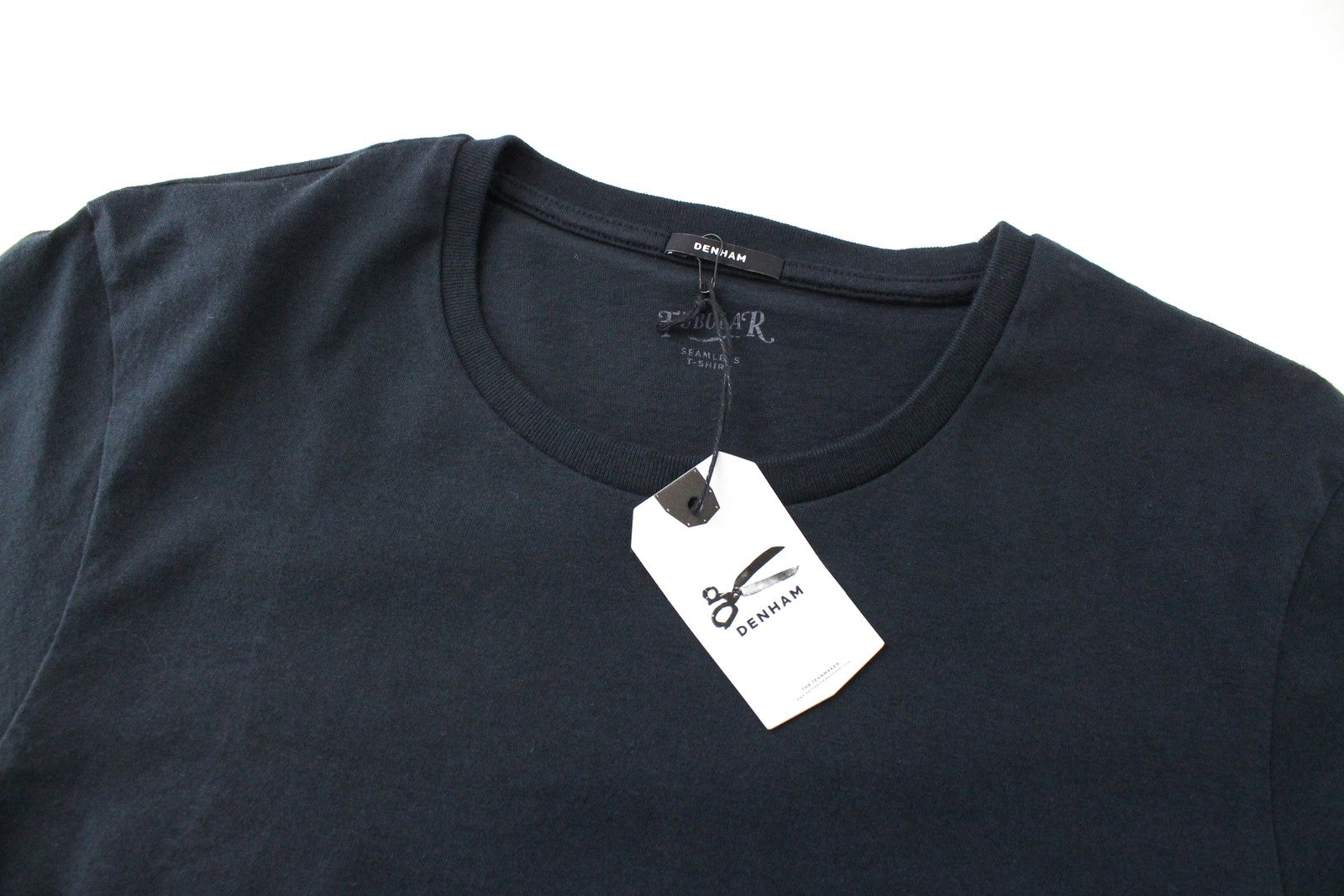 DENHAM Tubular Black Tee Men's S Short Sleeve Cotton Summer Basic Shirt