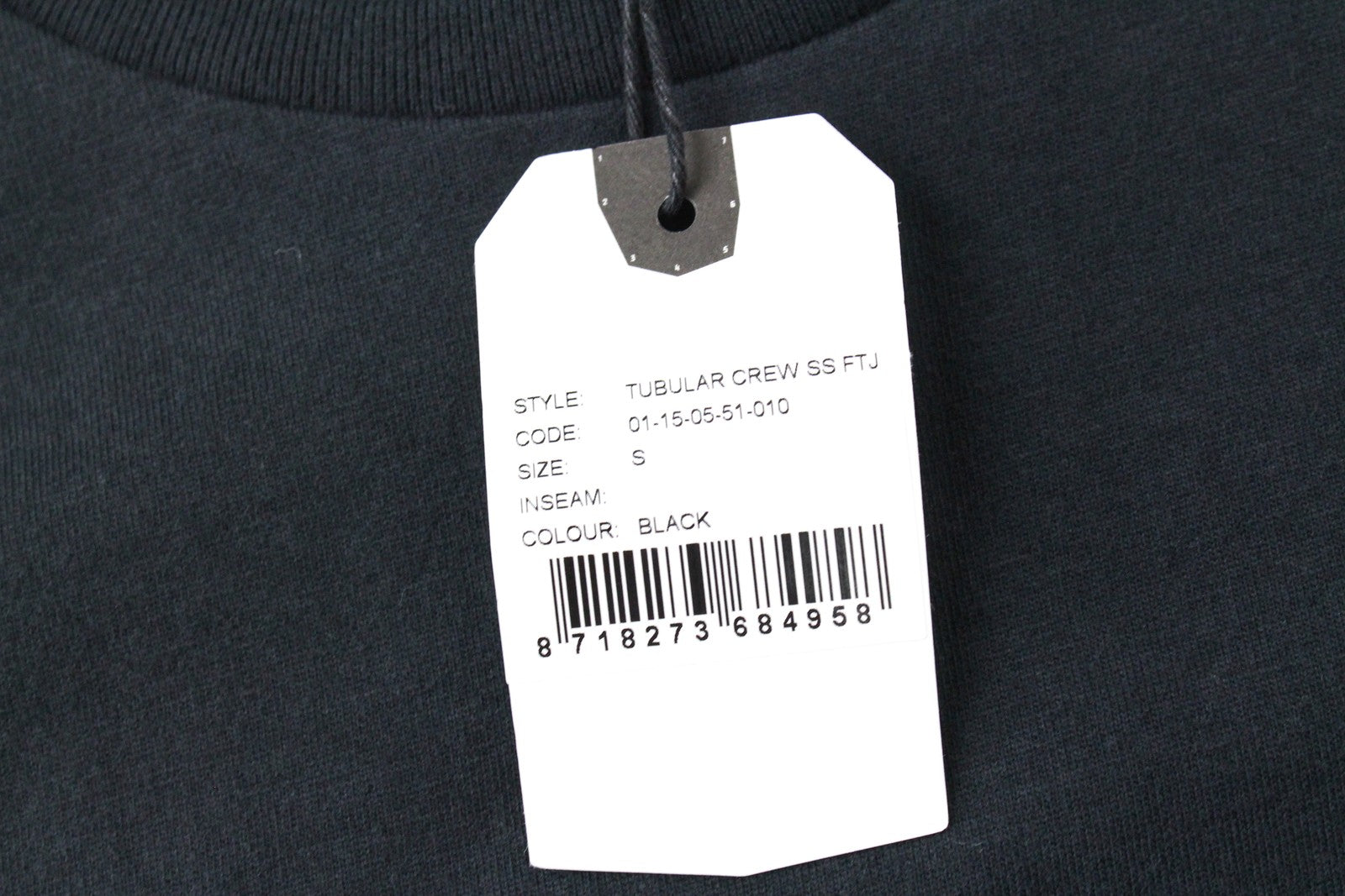 DENHAM Tubular  T-Shirt S Men's Black Cotton Short Sleeve Plain Style Summer