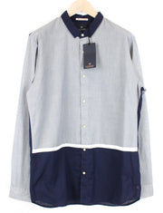 SCOTCH & SODA Ams Couture Blue Shirt XL Cotton Long Sleeve Button-Up for Men