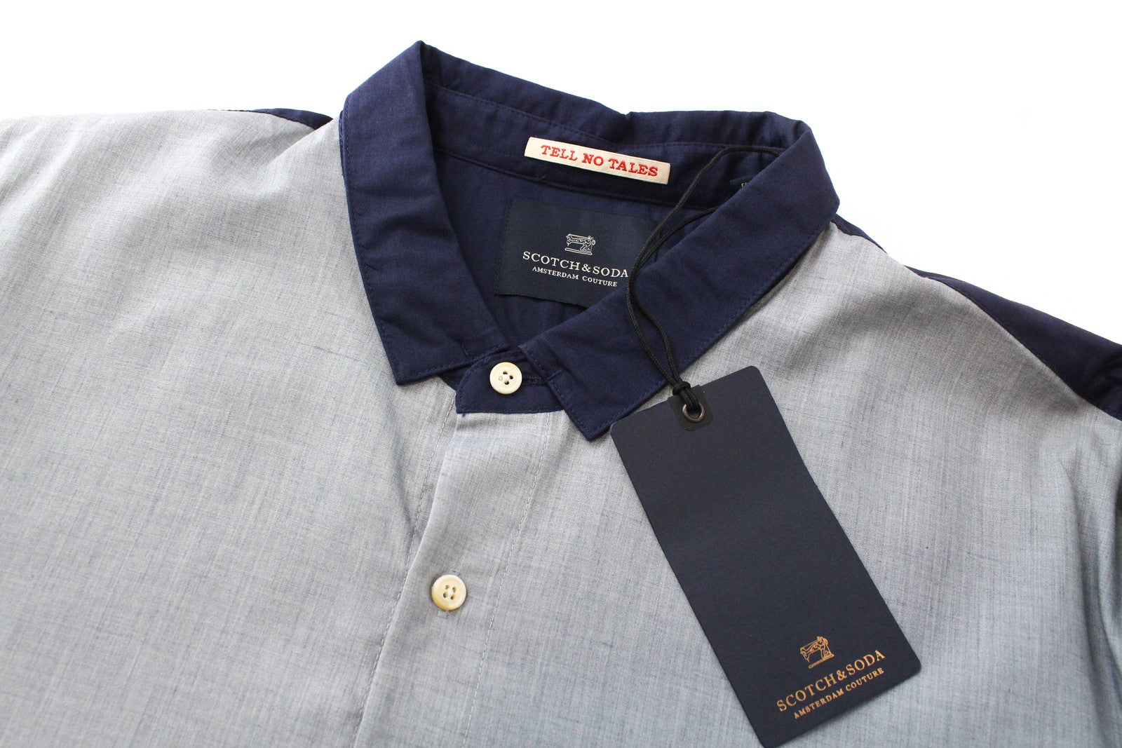 SCOTCH & SODA Ams Couture Blue Shirt XL Cotton Long Sleeve Button-Up for Men