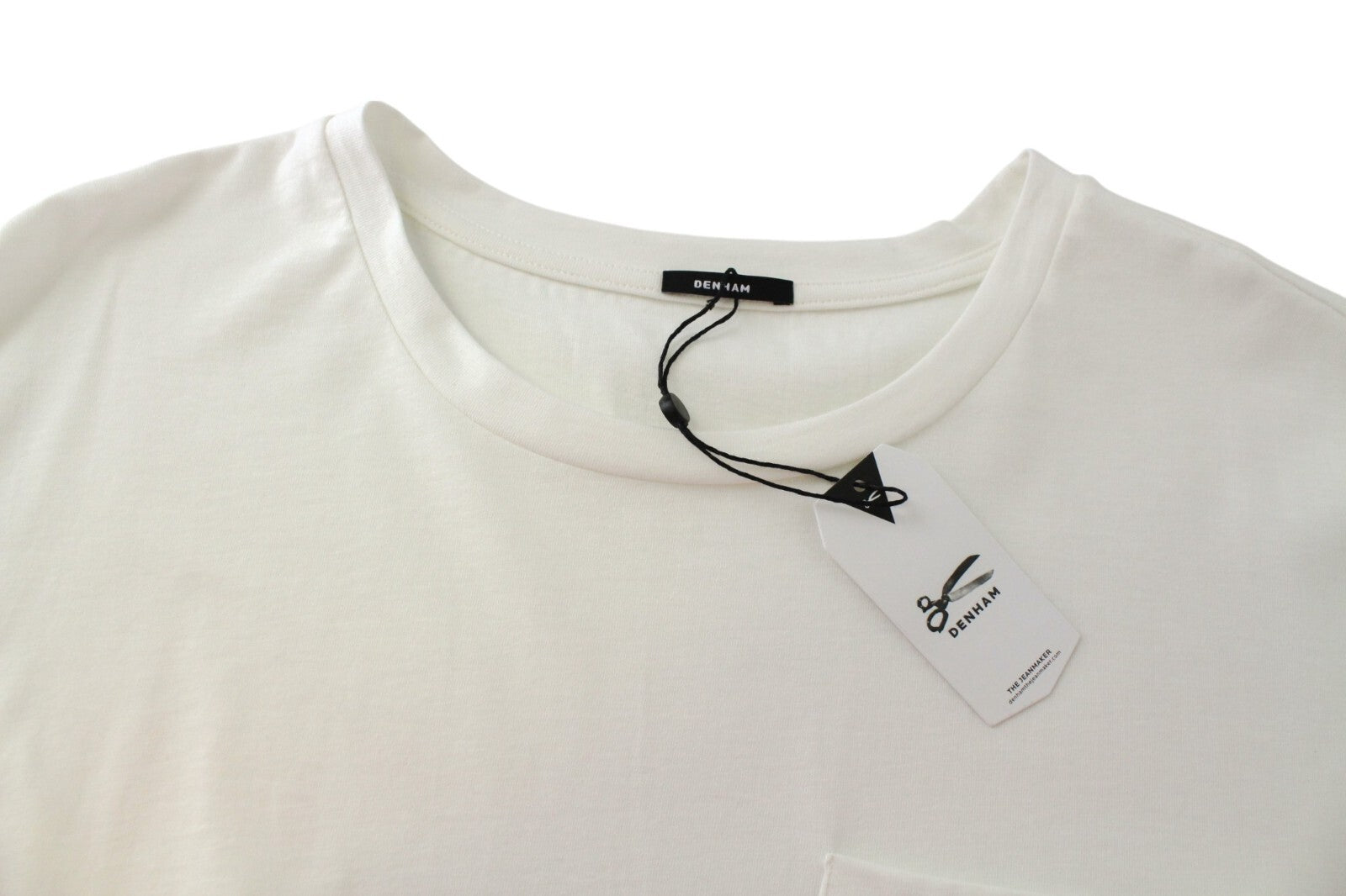 DENHAM Omono Women's XL Off-White Cotton Tee Pocket Short Sleeve Pullover Fit