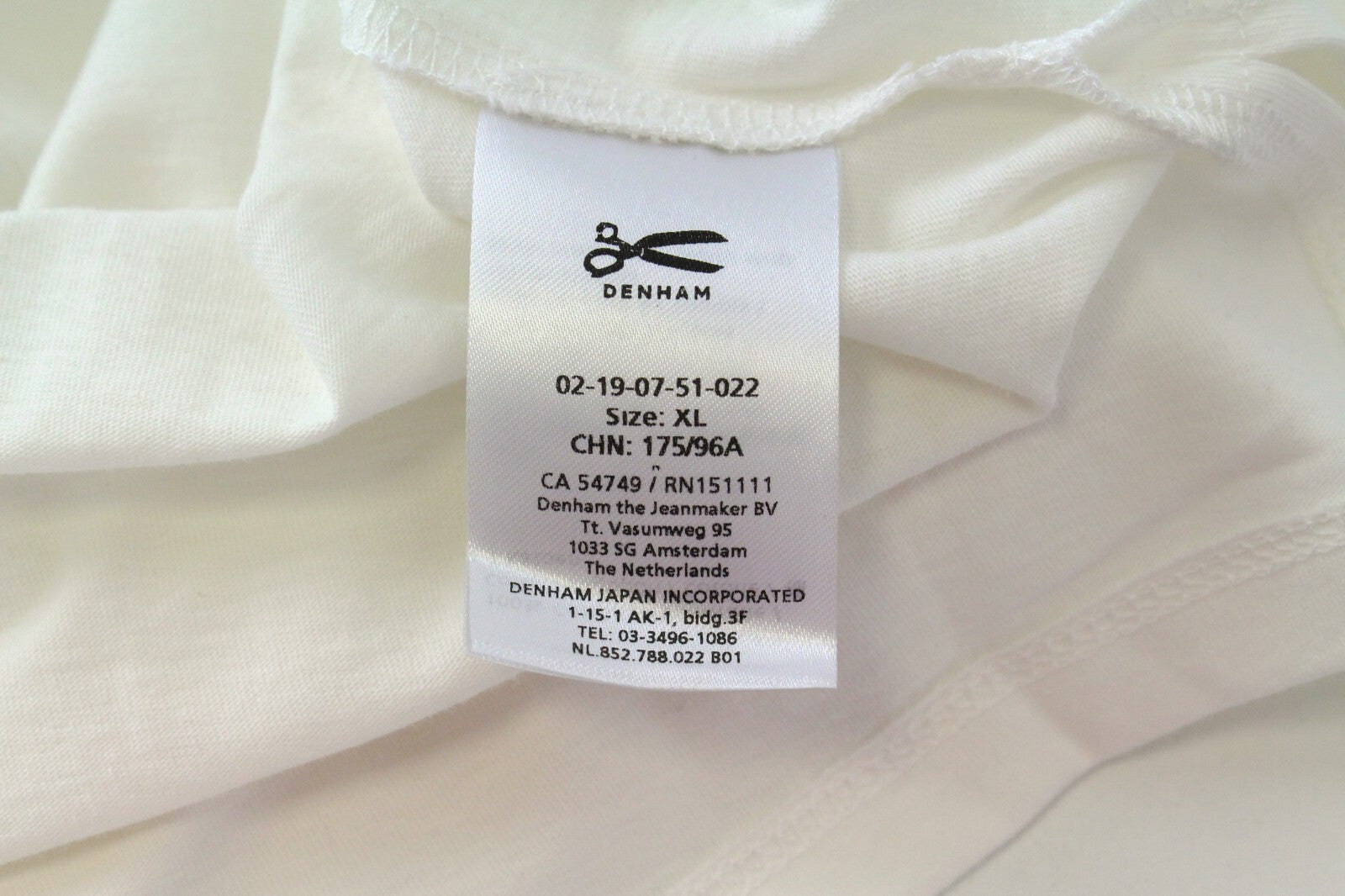 DENHAM Omono Women's XL Off-White Cotton Tee Pocket Short Sleeve Pullover Fit