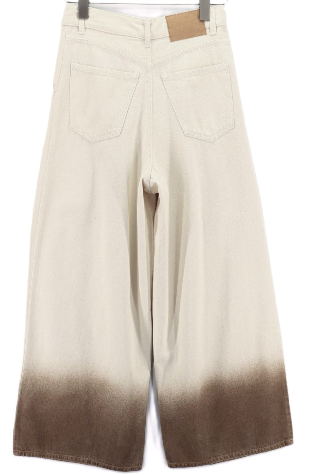 RRP€599 ALANUI Bright Hues Womens Jeans W26 Wide  Beige Brown Zip-Up Pleated