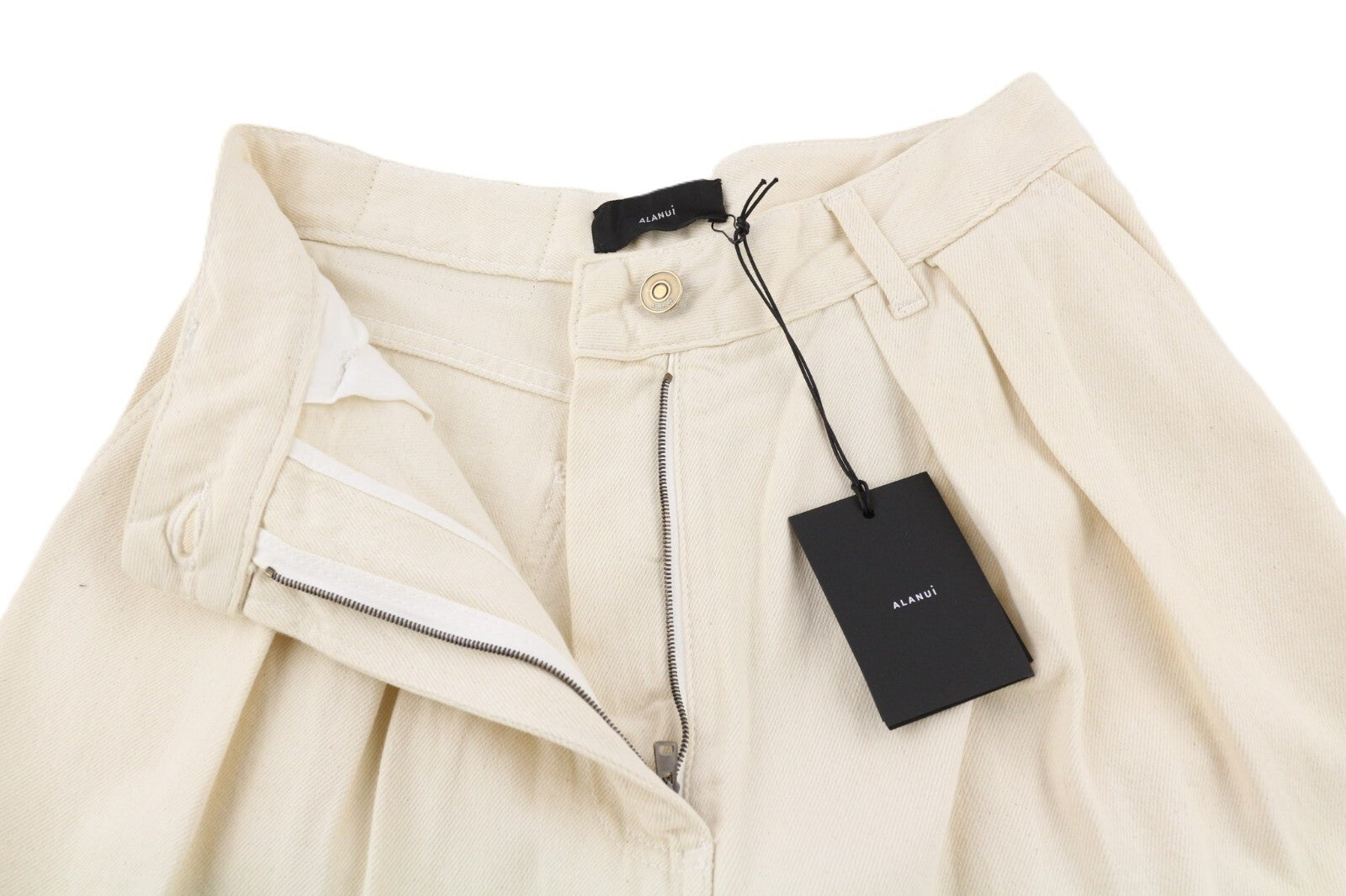 RRP€599 ALANUI Bright Hues Womens Jeans W26 Wide  Beige Brown Zip-Up Pleated