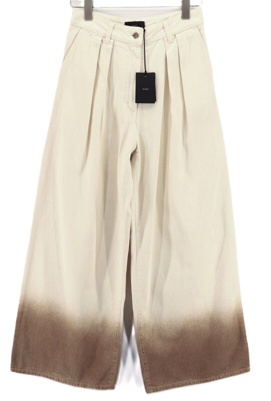 RRP€599 ALANUI Bright Hues Womens Jeans W27 Wide  Dark Hems Brown  Cotton