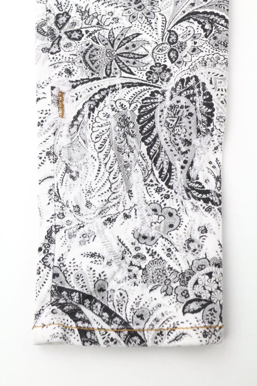 RRP€599 ETRO Womens Jeans W26 Slim  White Cotton Stretch Paisley Patterned