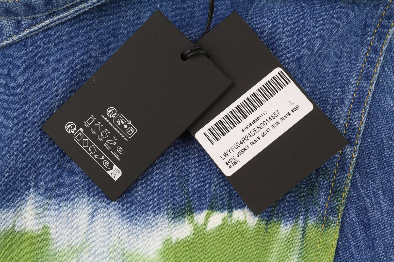 ALANUI Magic Journey Womens Skirt L Cotton Blue Green Tye-Dyed Wrap RRP€580