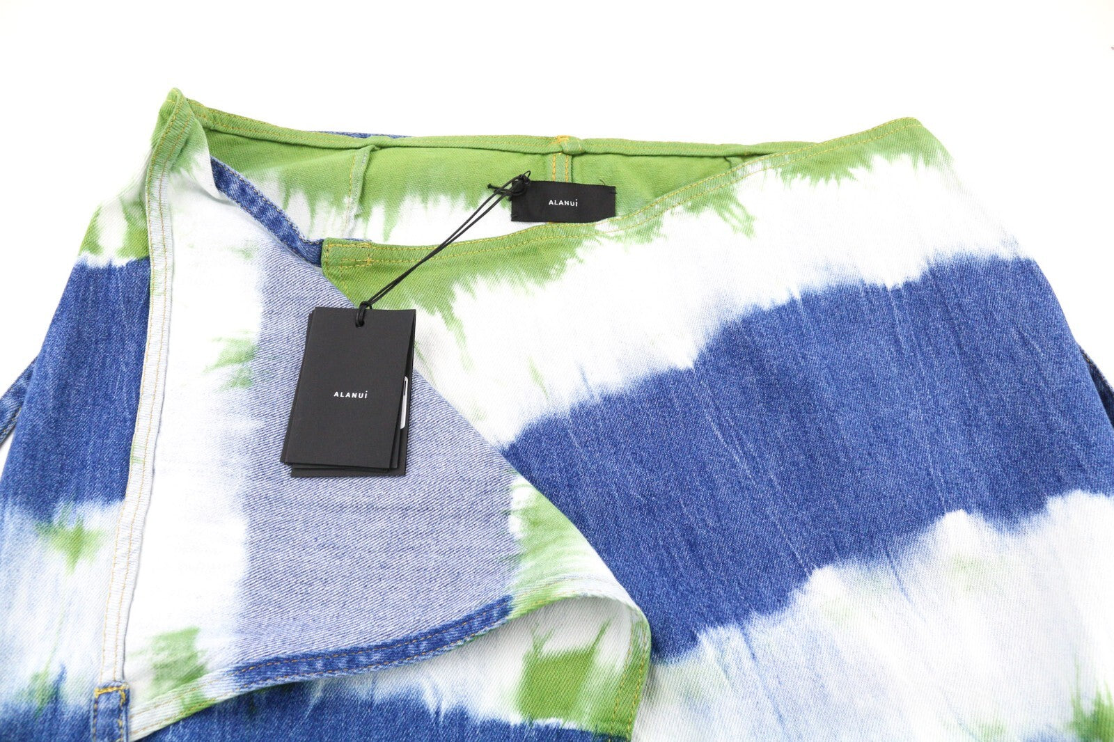 RRP€580 ALANUI Magic Journey Womens Skirt L Blue Green Tye-Dye Wrap  Mid