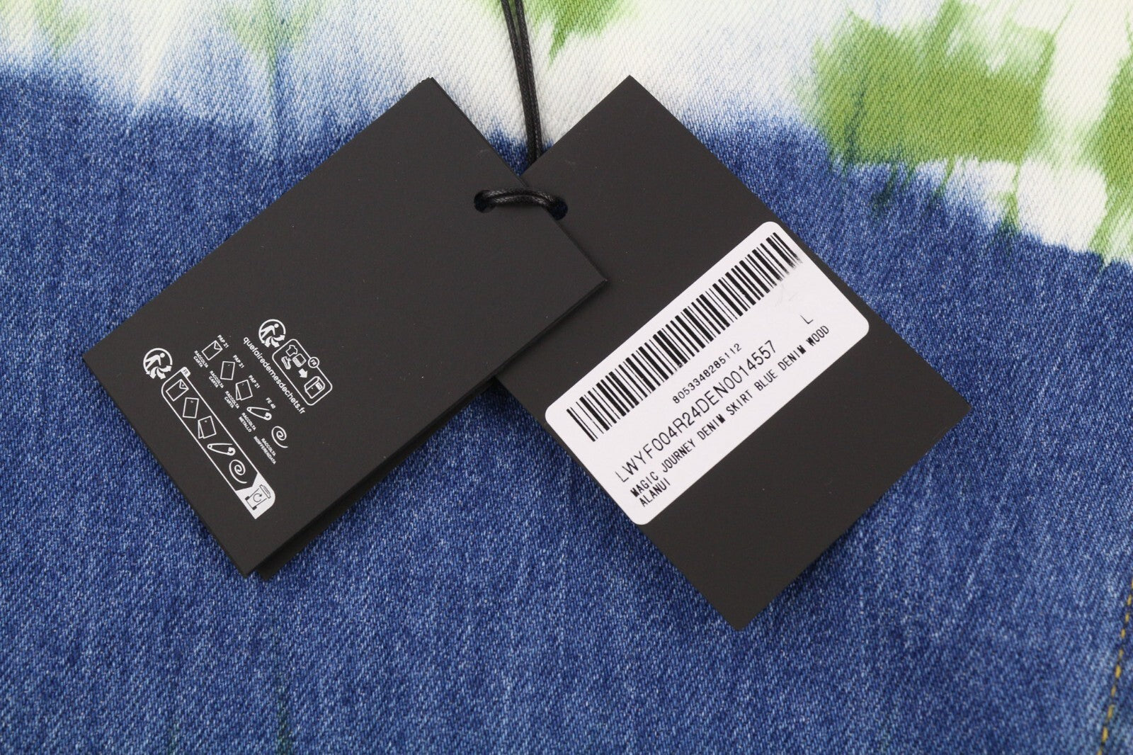 RRP€580 ALANUI Magic Journey Womens Skirt L Blue Green Tye-Dye Wrap  Mid