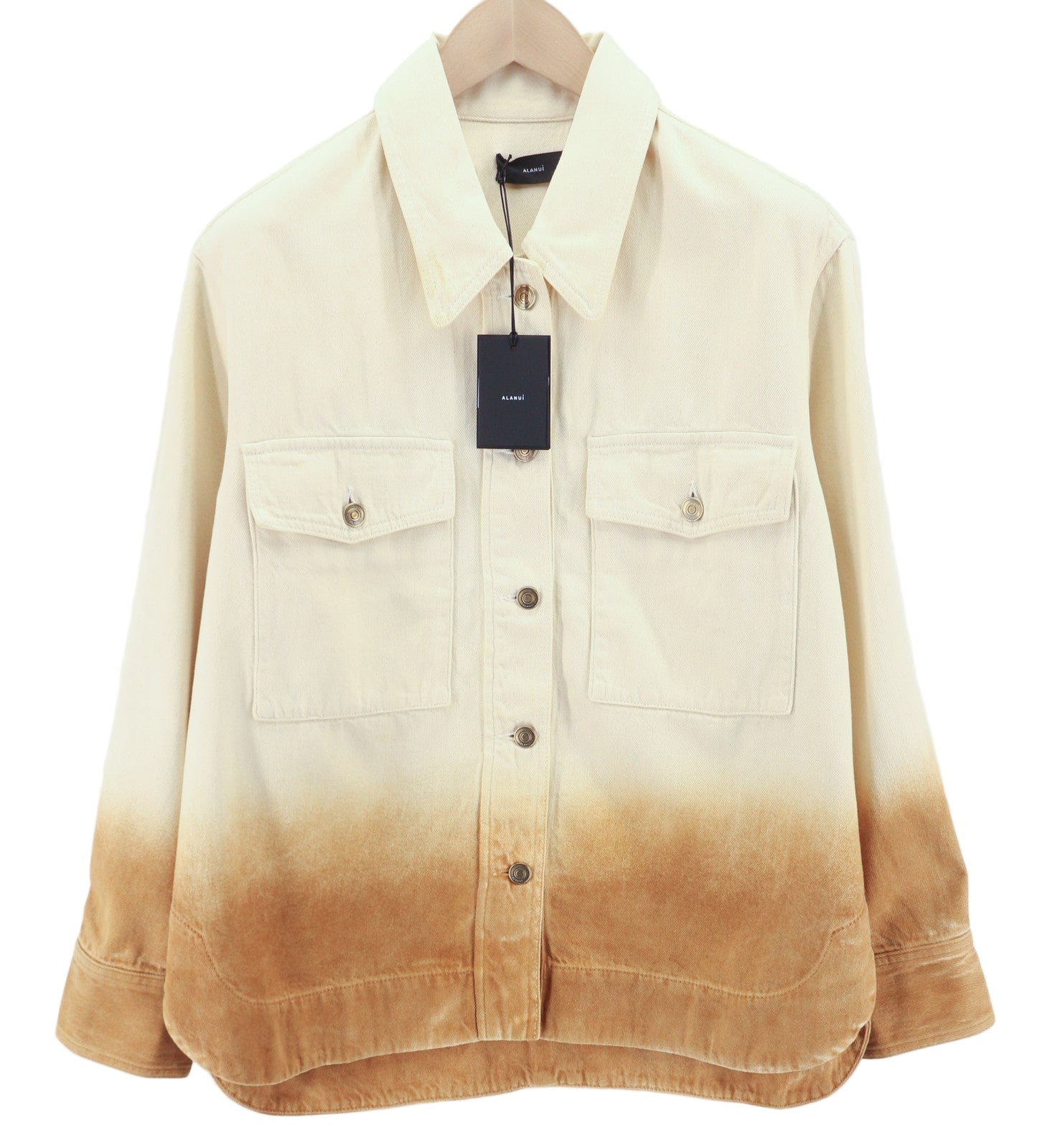 RRP€599 ALANUI Bright Hues Womens Blazer S Brown  Cotton Unisex Raw Overshirt