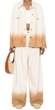 ALANUI Bright Hues Womens Jacket L Beige Brown  Raw  Overshirt RRP€999