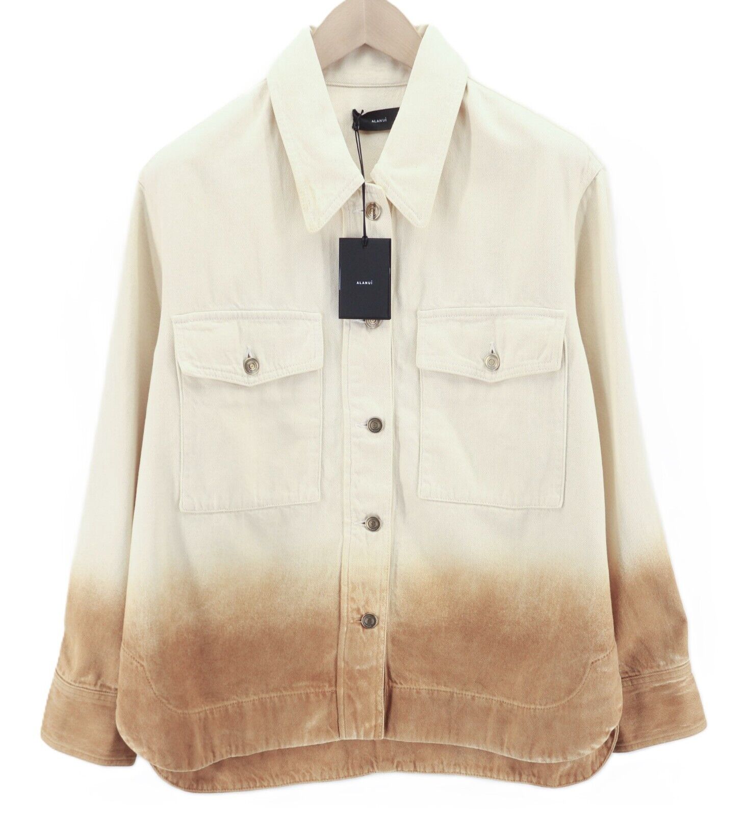 ALANUI Bright Hues Womens Jacket L Beige Brown  Raw  Overshirt RRP€999