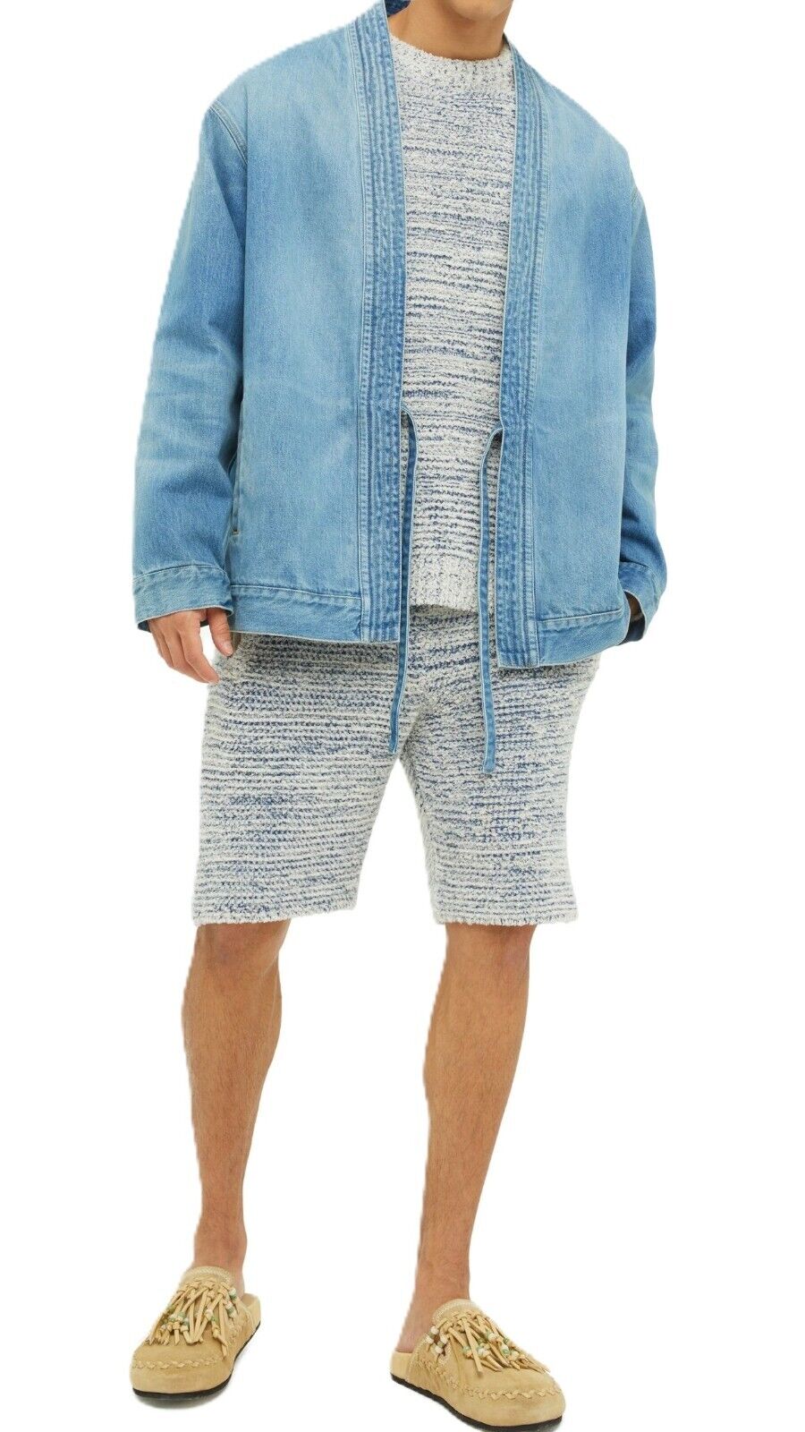 ALANUI Kerala Mens Blazer L Long Sleeve Blue  Cotton  Kimono RRP€699