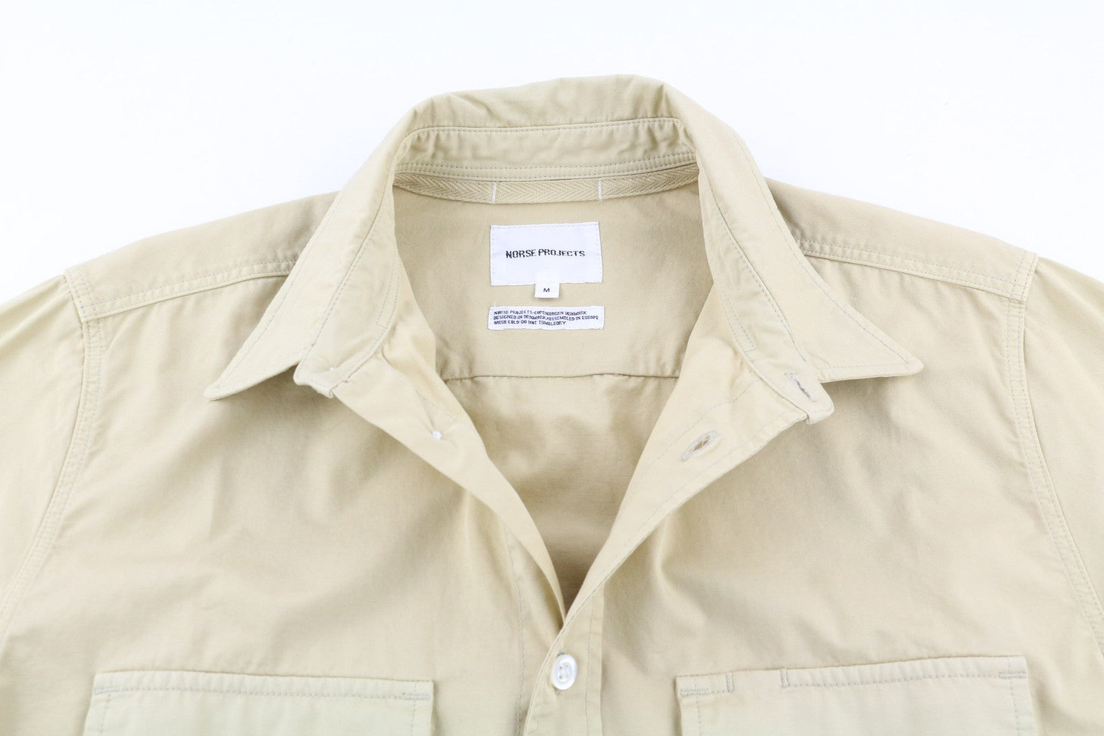 NORSE PROJECTS Mens Shirt M Beige  Cotton Long Sleeve  Button-Up