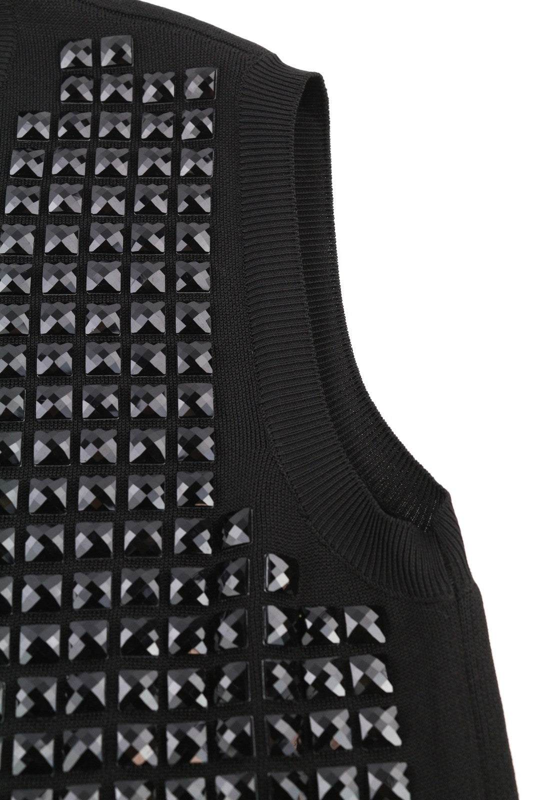 DSQUARED2 Womens Jumper L Black Cotton  Sleeveless Studded Pullover Vest