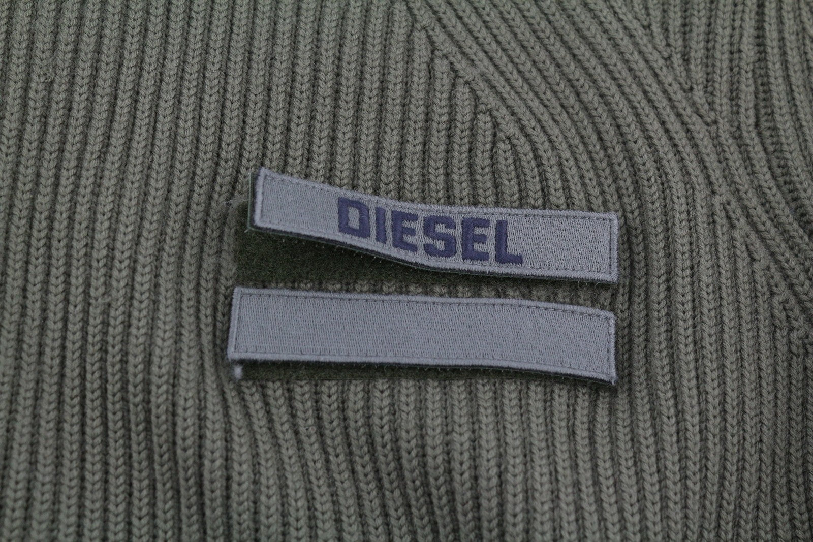 DIESEL K-Birmin Men Jumper 2XL Khaki Pullover Crew Neck Knit Wool Stretch Logo