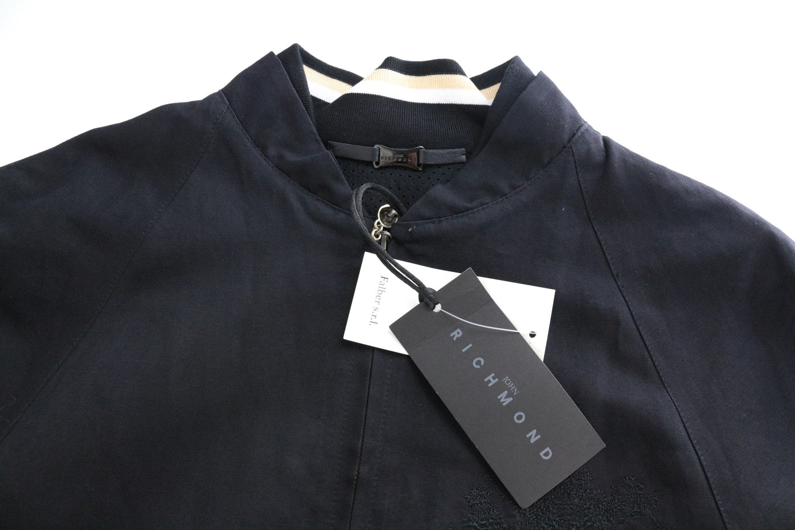 JOHN RICHMOND vyriška striukė, UK16, tamsiai mėlyna, vienaeilė, lininė medvilninė, ilgomis rankovėmis 