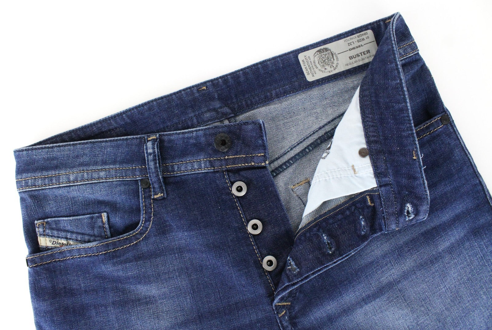 DIESEL Buster 084GR Men's Jeans W29 L32 Slim Fit Stretch Taper Button Blue Pants