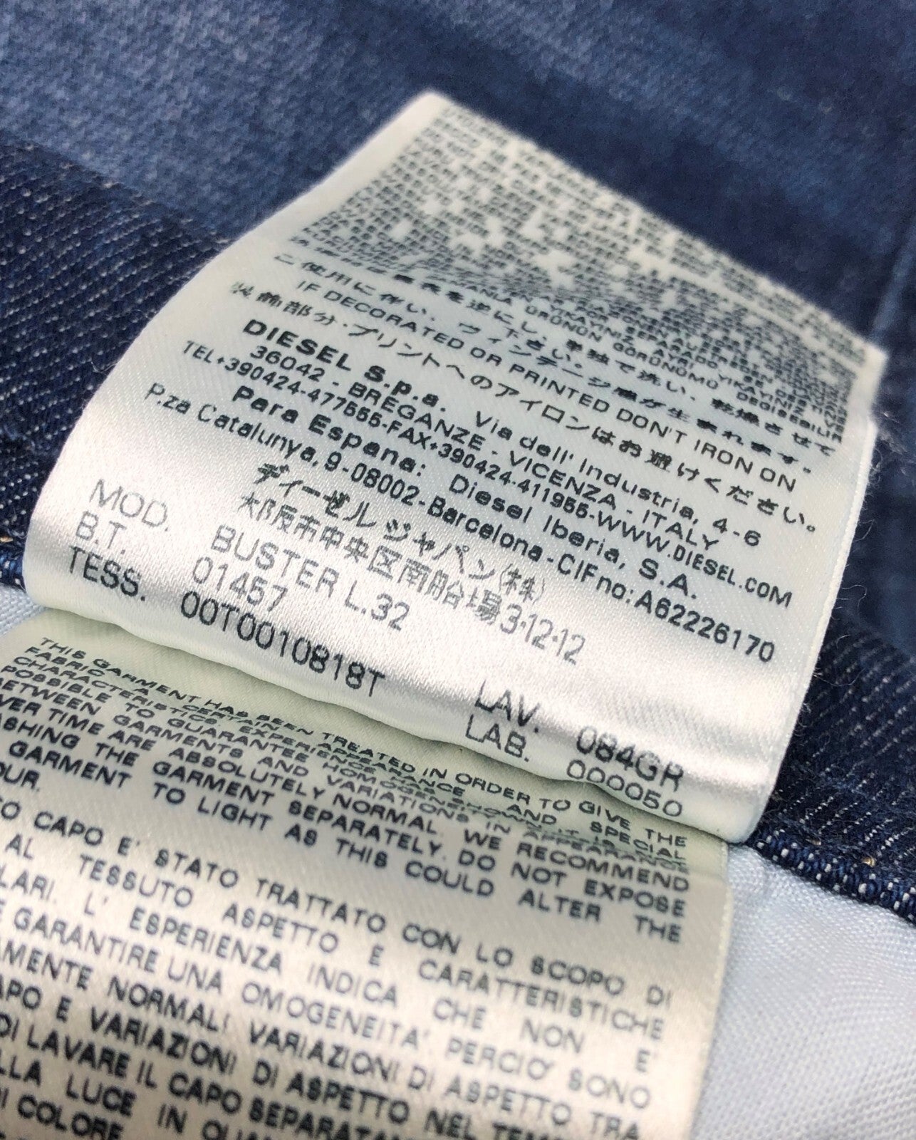 DIESEL Buster 084GR Men's Jeans W29 L32 Slim Fit Stretch Taper Button Blue Pants