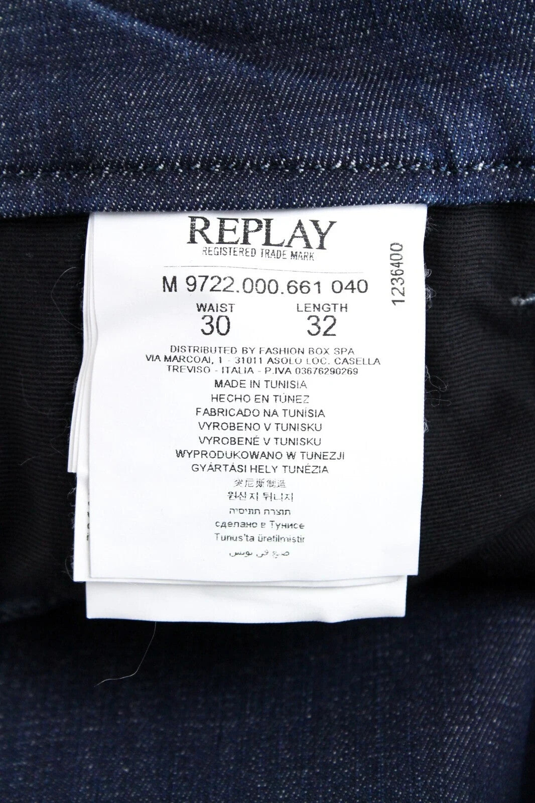 REPLAY Benni Mens W30 L32 Chino Hyperflex Blue Jeans Regular Stretch