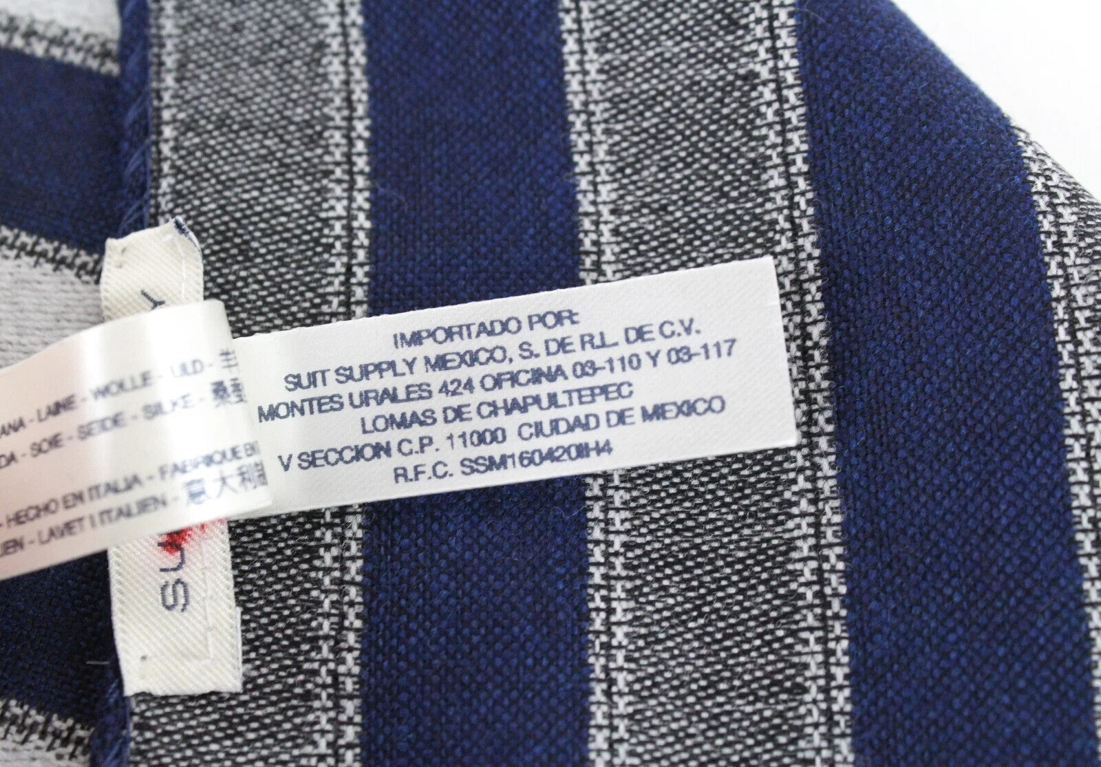 SUITSUPPLY Blue Grey Wool-Silk 33x33cm Lightweight Mens Pocket Square