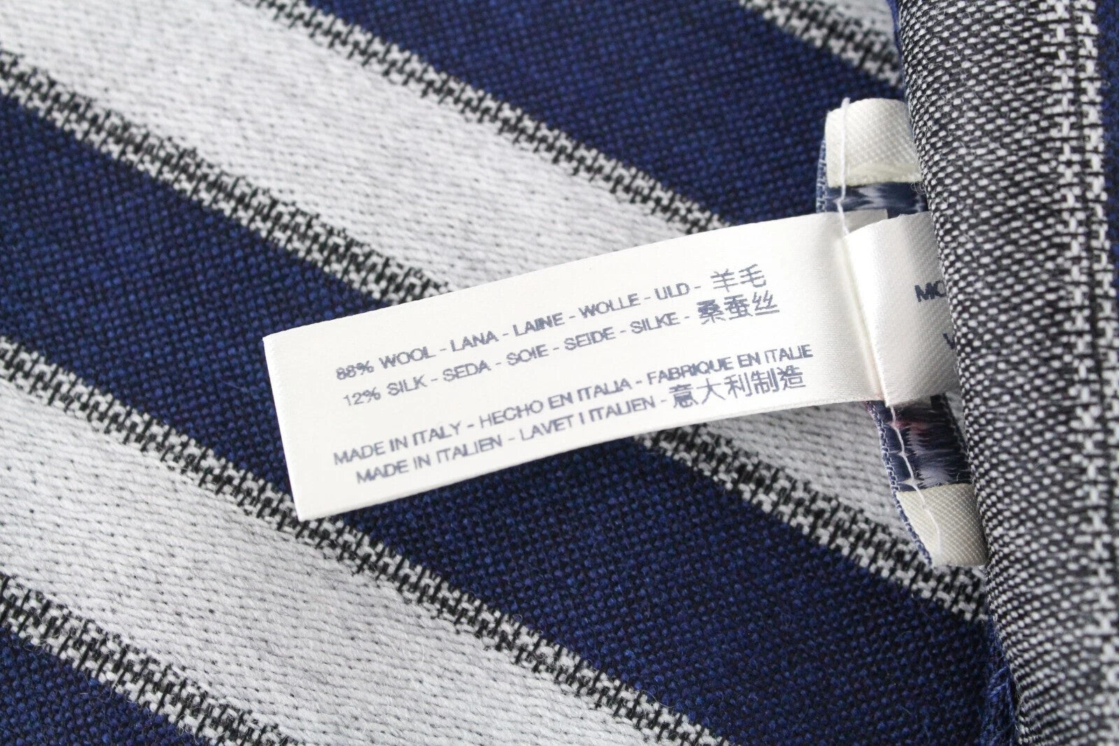 SUITSUPPLY Blue Grey Wool-Silk 33x33cm Lightweight Mens Pocket Square