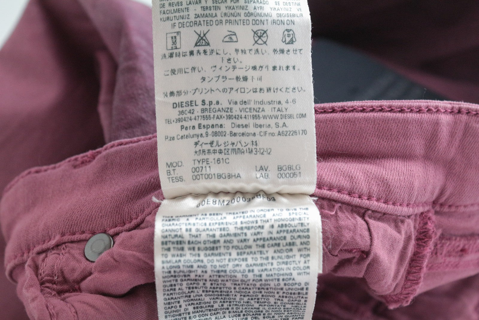 DIESEL BLACK GOLD Type-161C BG8LG Women's W27 Purple Skinny Fit Cropped Jeans