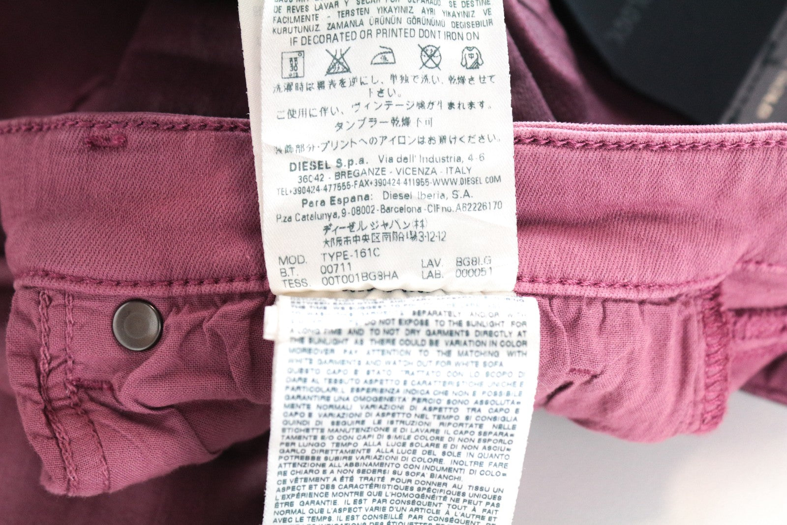 DIESEL BLACK GOLD Type-161C BG8LG Women's W29 Purple Skinny Cropped Fit Jeans