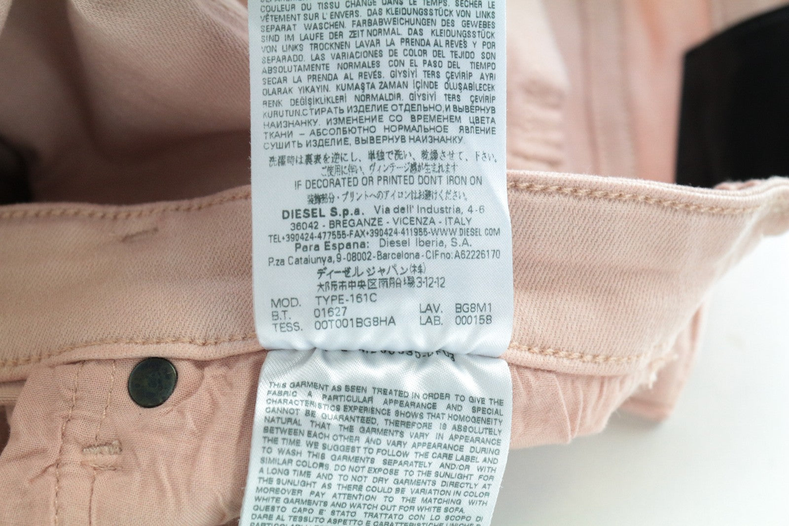 DIESEL BLACK GOLD Type-161C BG8M1 Women's W27 Pink Super Skinny Cropped Stretch