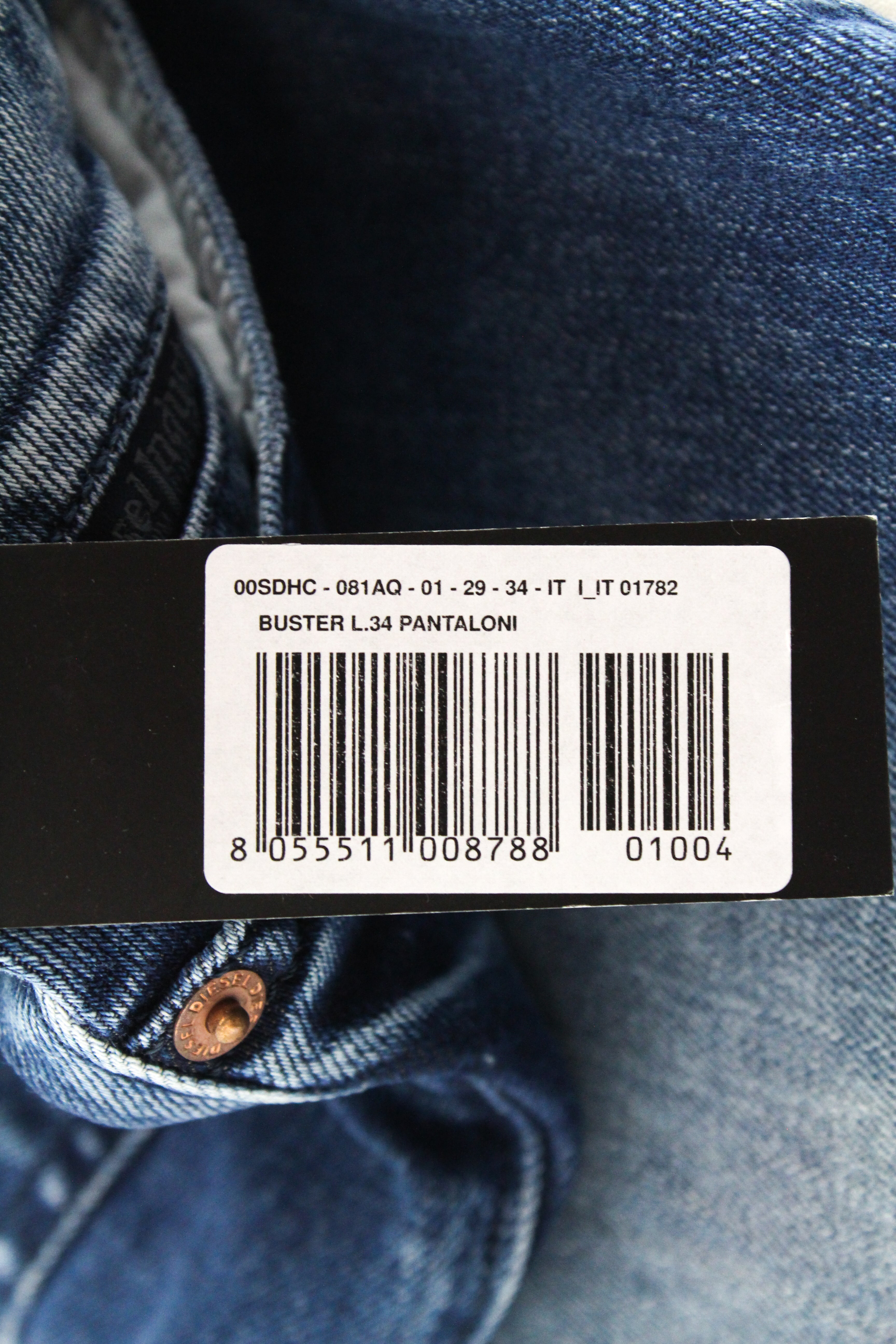 DIESEL Buster 081AQ Men's Jeans W29 L34 Blue Ripped Taper Slim Fit Stretch