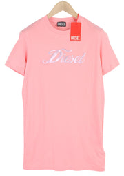 DIESEL D-Egor-New-Ita-Foil Women Dress M Pink Short Sleeve Tricot Casual Mini