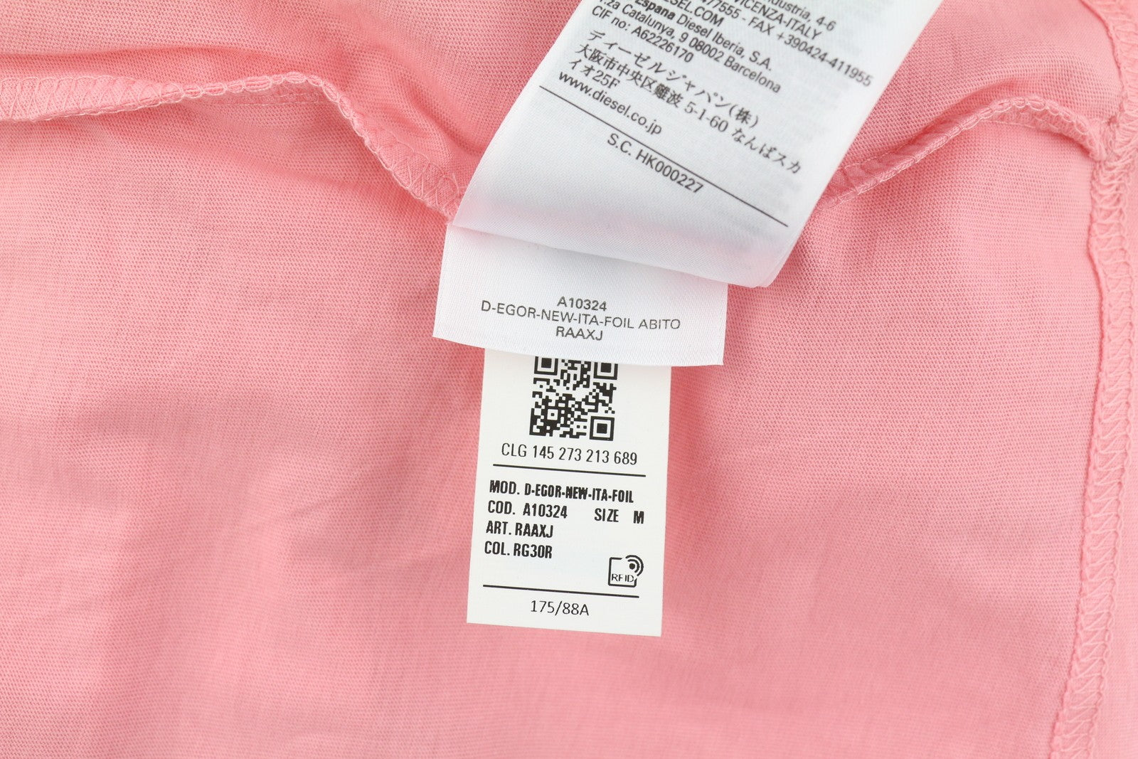 DIESEL D-Egor-New-Ita-Foil Women Dress M Pink Short Sleeve Tricot Casual Mini