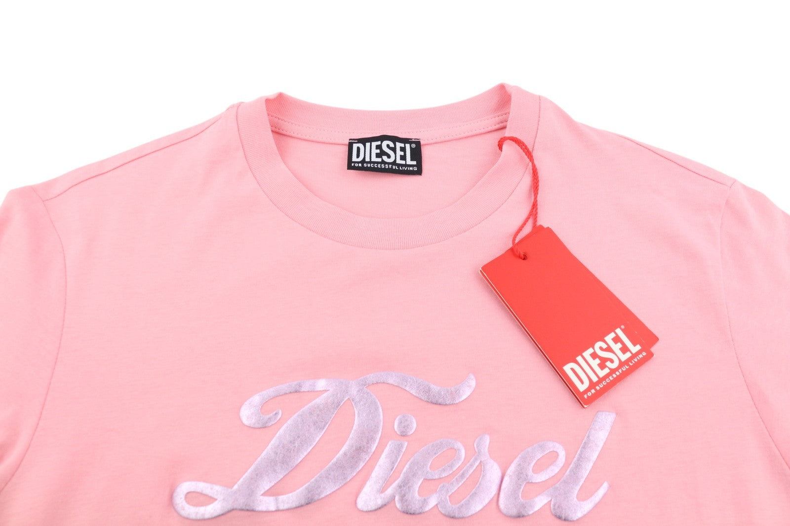 DIESEL D-Egor-New-Ita-Foil Women Dress M Pink Short Sleeve Tricot Casual Mini