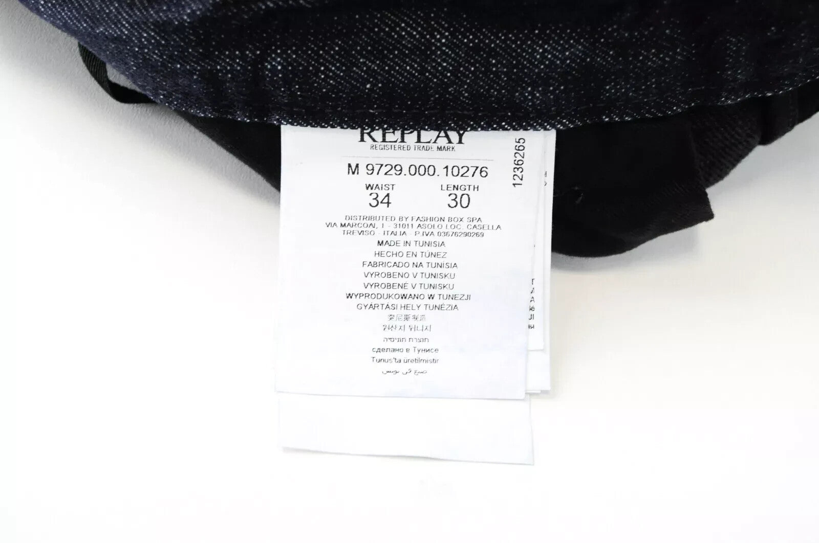 REPLAY Atelier Slim W34 L30 Mens`s Jeans Zip Pocket Black Blue Cotton Trousers