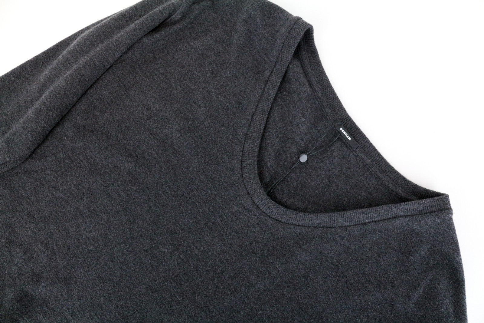 DENHAM Showa Women's XS Knit Jumper Grey Scoop Neck Tight Fit Stretch Sweater