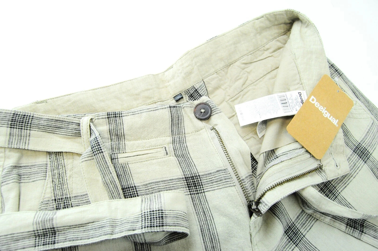 DESIGUAL Marc Cargo Shorts 30 Linen Cotton Lightweight Summer for Mens