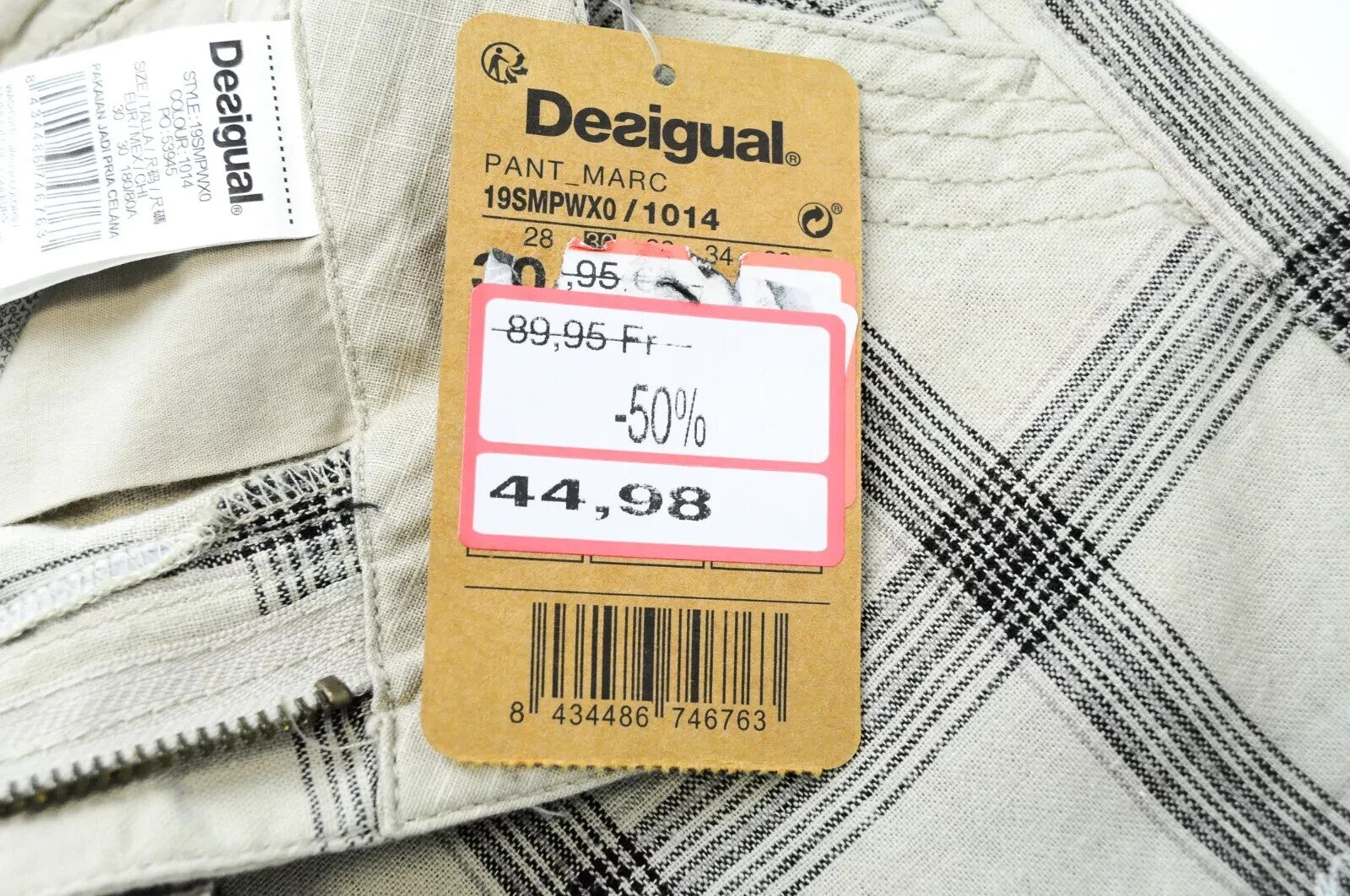 DESIGUAL Marc Cargo Shorts 30 Linen Cotton Lightweight Summer for Mens