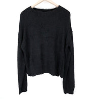 DENHAM Nikko Women's L Black Knit Wool Crew Sweater Fitted Soft Style Jumper